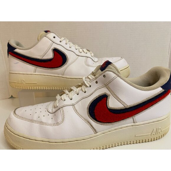 Nike Air Force 1 Low 3D‎ Chenille Swoosh Men's Size 12 White Red Blue 823511-106 - Picture 1 of 13